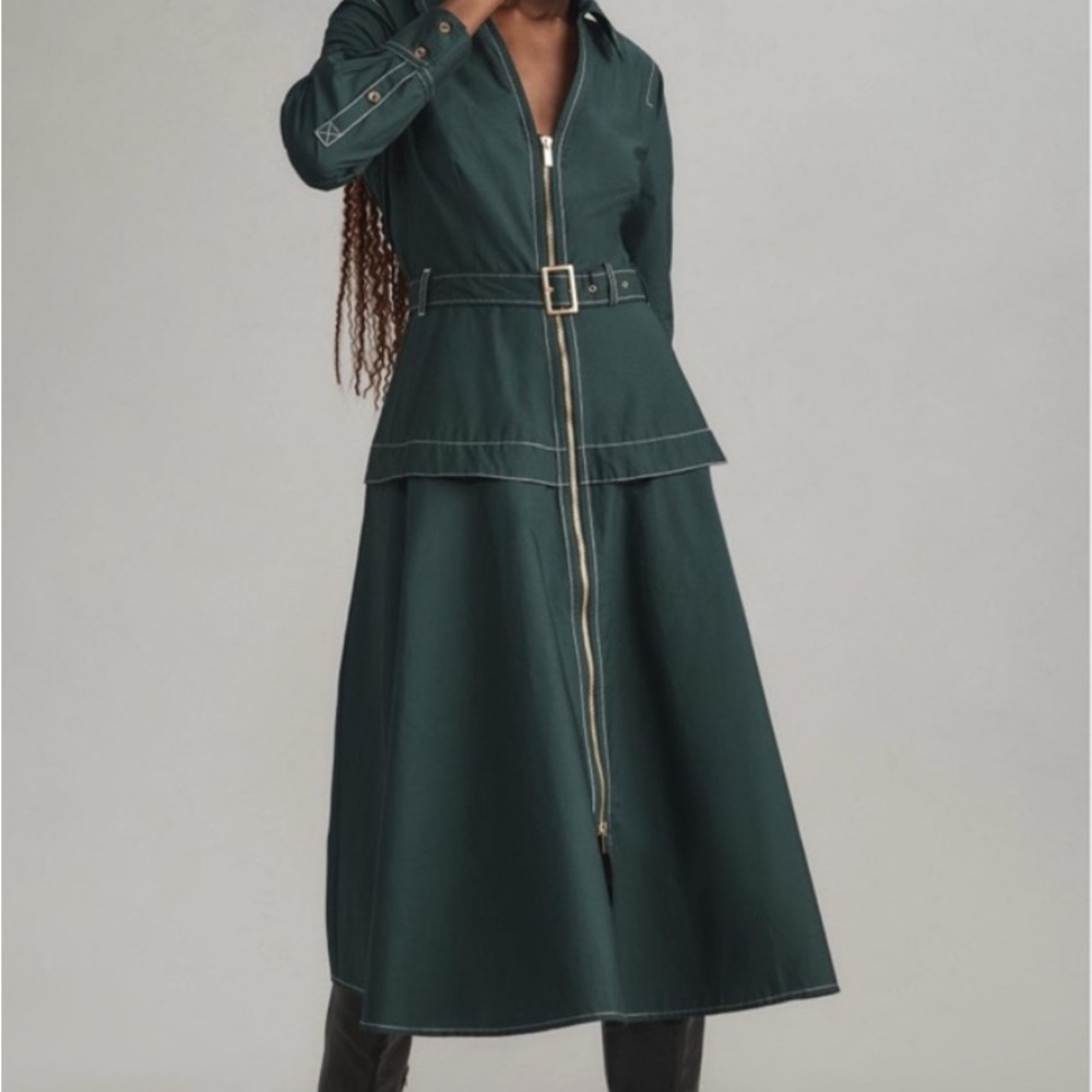 Anthropologie Forest Green Collared Dress